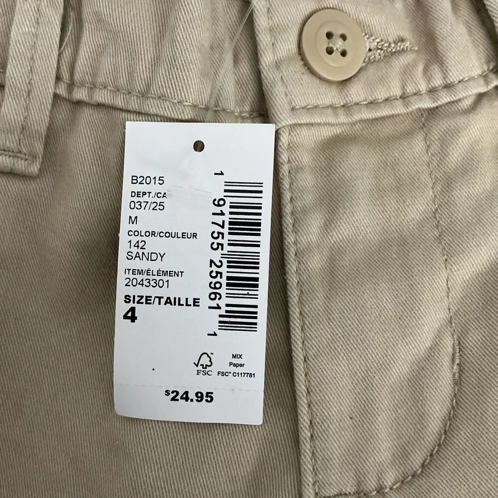 Children’s Place Girls Khaki School Shorts Size 4 NWT Stretch Fabric